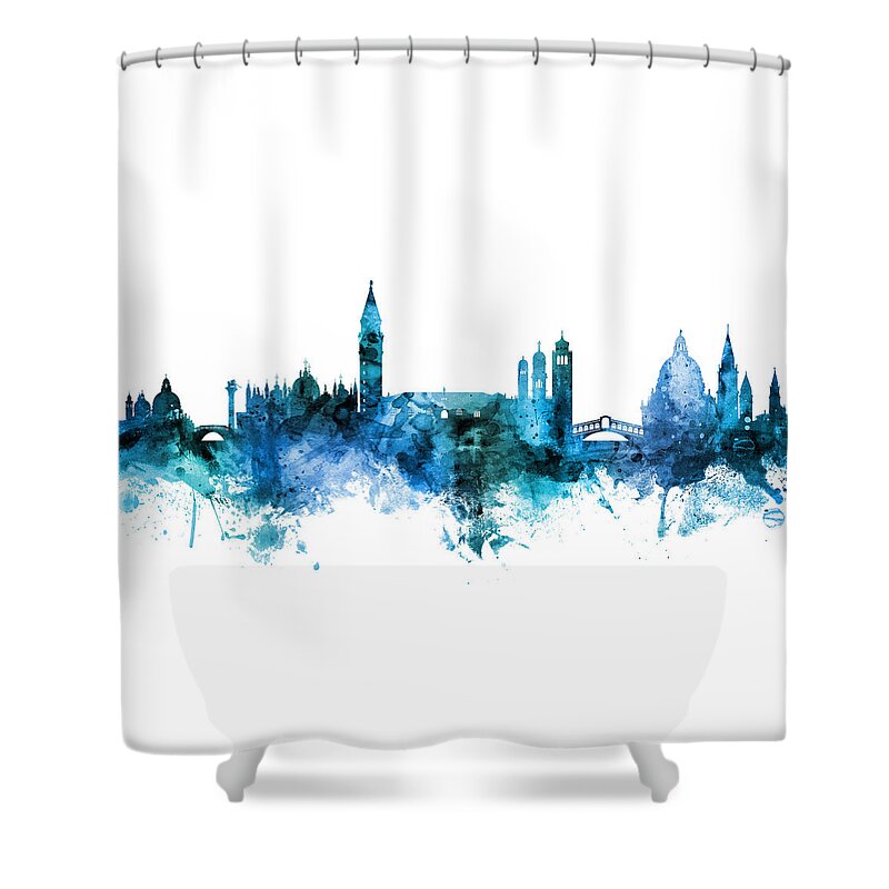 Venice Shower Curtain featuring the digital art Venice Italy Skyline by Michael Tompsett