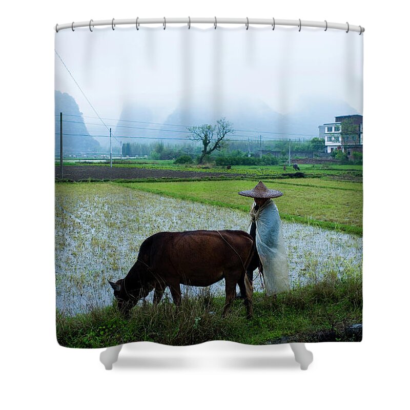 Working Shower Curtain featuring the photograph Yangshuo,guilin,guangxi #2 by Best View Stock