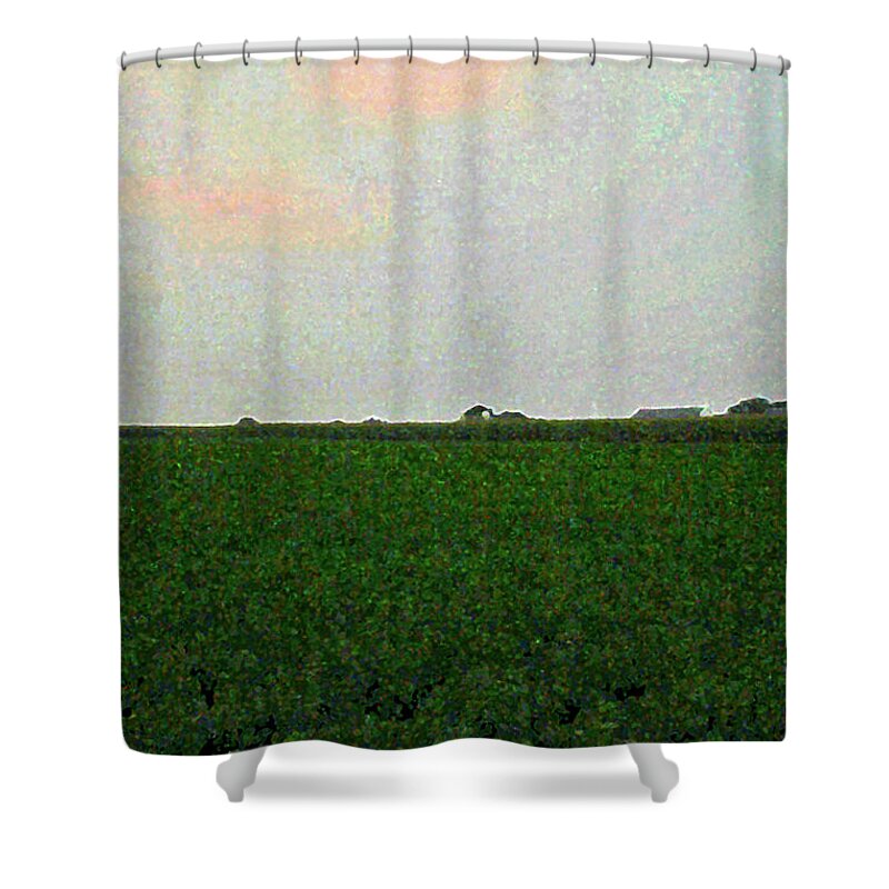 Walter Paul Bebirian Shower Curtain featuring the digital art 3-11-2009t by Walter Paul Bebirian