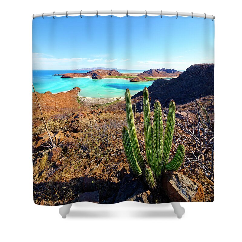 Estock Shower Curtain featuring the digital art Blandra Beach, Sea Of Cortez, Mexico #3 by Pietro Canali