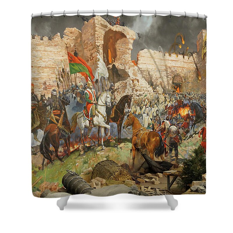 Assault Shower Curtain featuring the photograph Final assault and the fall of Constantinople in 1453 #3 by Steve Estvanik
