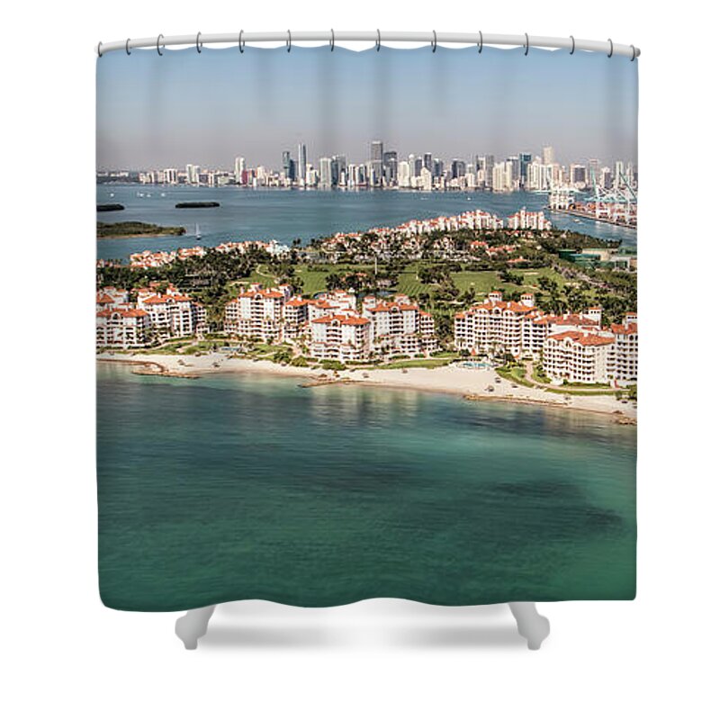 Fisher Island Shower Curtain featuring the photograph Fisher Island Club Aerial by David Oppenheimer