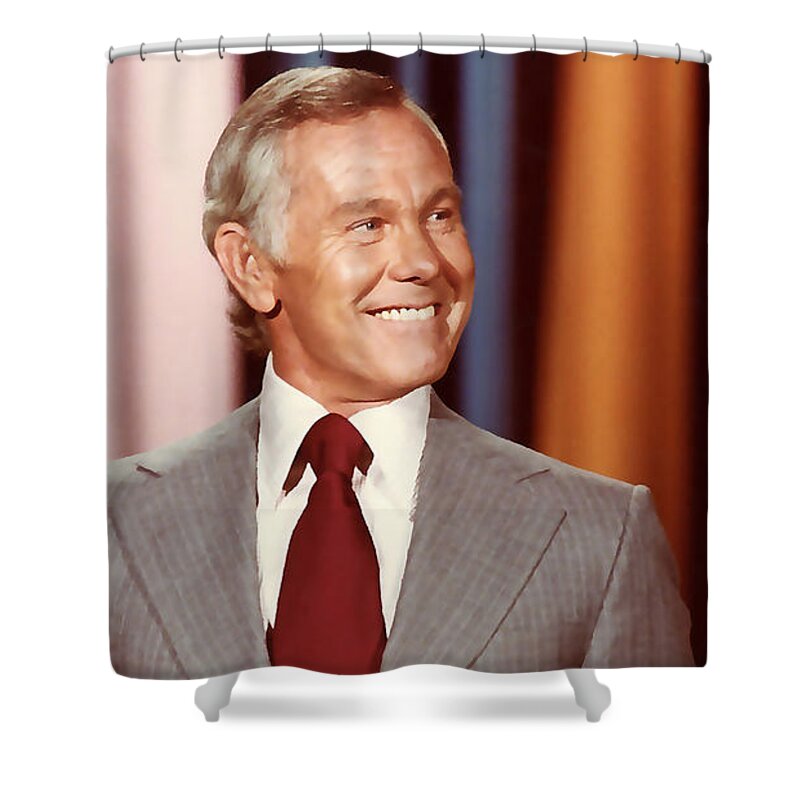 Johnny Carson Photographs Mixed Media Shower Curtain featuring the mixed media Johnny Carson #3 by Marvin Blaine