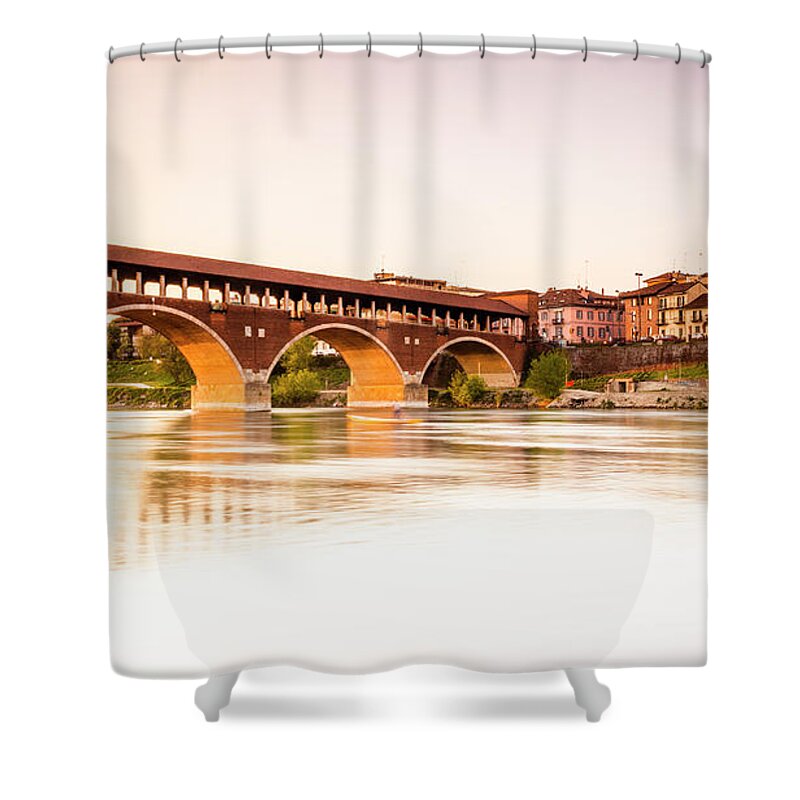 Estock Shower Curtain featuring the digital art Lombardy, Pavia, Italy #3 by Davide Erbetta