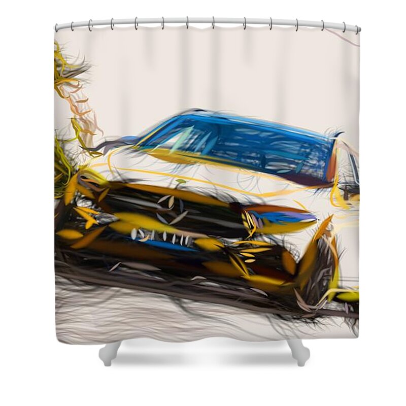 Mercedes Shower Curtain featuring the digital art Mercedes AMG A35 Drawing #4 by CarsToon Concept