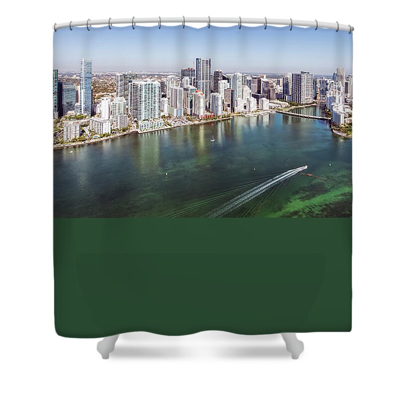 Miami Shower Curtain featuring the photograph Miami Florida Cityscape Aerial Photo #5 by David Oppenheimer