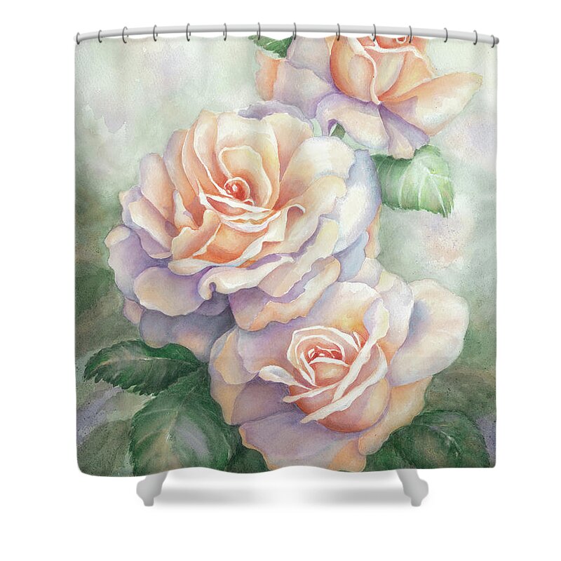 Roses Shower Curtain featuring the painting 3 Sisters by Lori Taylor