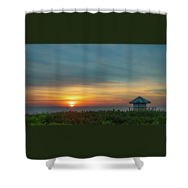 Florida Shower Curtain featuring the photograph Sunrise Lifeguard Station Delray Beach Florida #3 by Lawrence S Richardson Jr