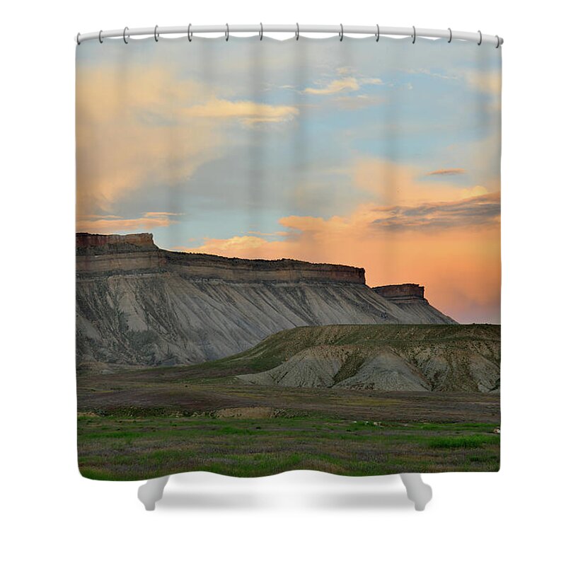Book Cliffs Shower Curtain featuring the photograph Sunset Clouds over Book Cliffs by Ray Mathis