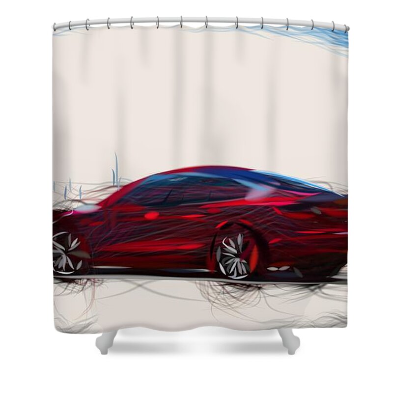 Tesla Shower Curtain featuring the digital art Tesla Model 3 Drawing #4 by CarsToon Concept