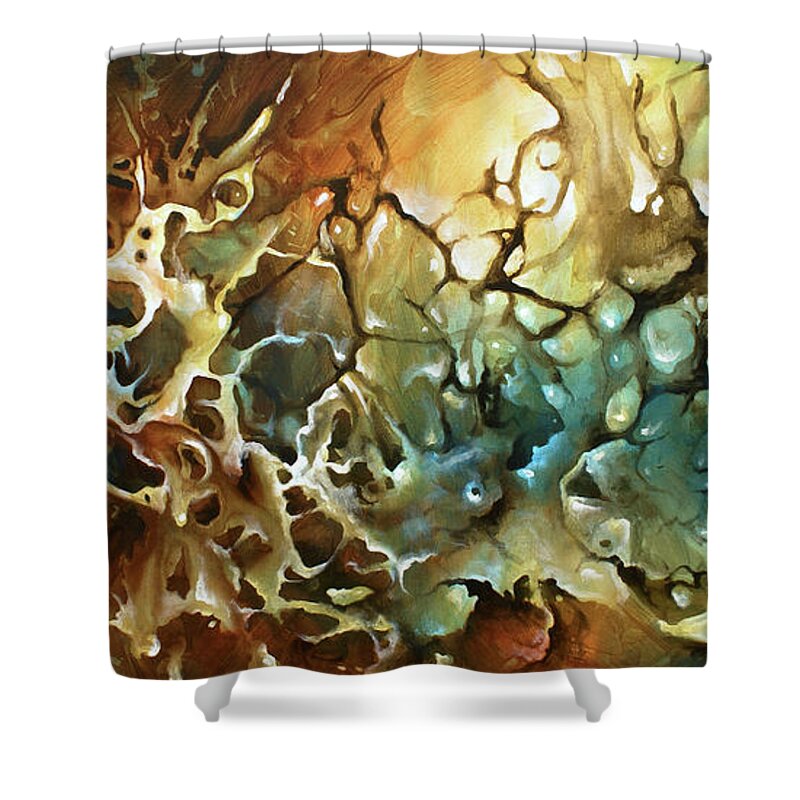 Abstract Shower Curtain featuring the painting Visions by Michael Lang