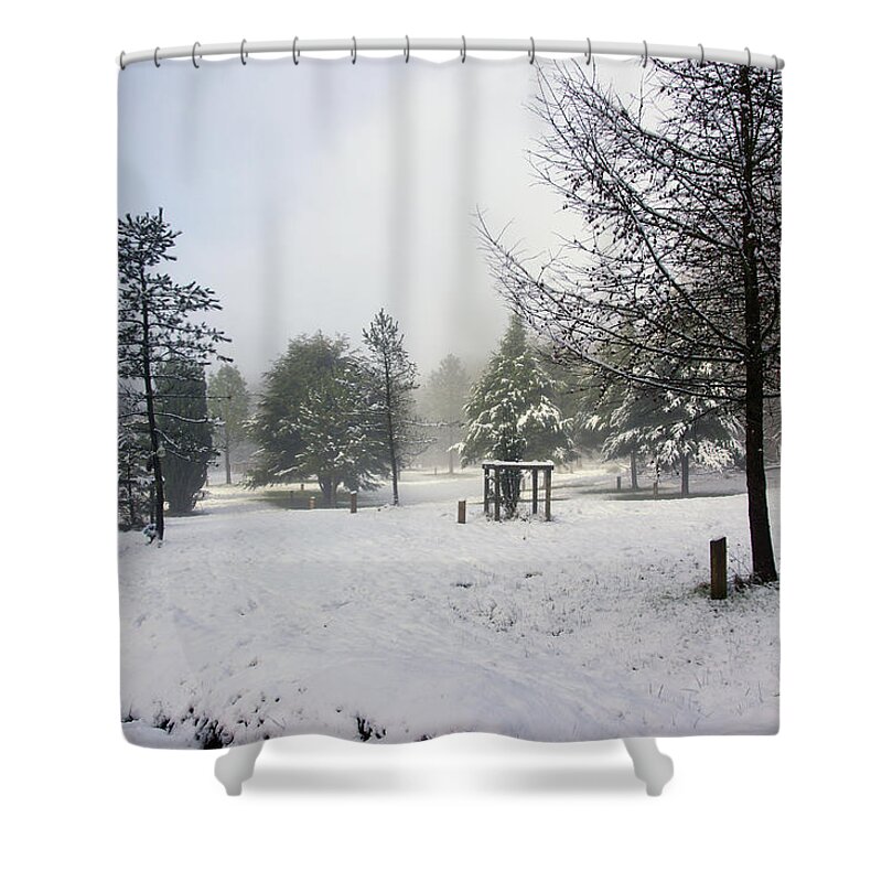 Rivington Shower Curtain featuring the photograph 30/01/19 RIVINGTON. Memorial Arboretum. by Lachlan Main