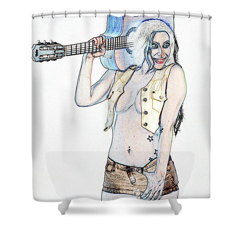 Watercolor Shower Curtain featuring the photograph 306.1855 Guitar Model Watercolor #3061855 by M K Miller