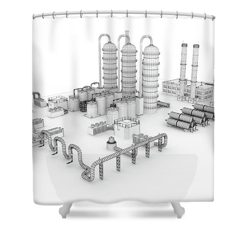 3d Sketch Industry Fuel Storage Tank 2 Shower Curtain by Hh5800