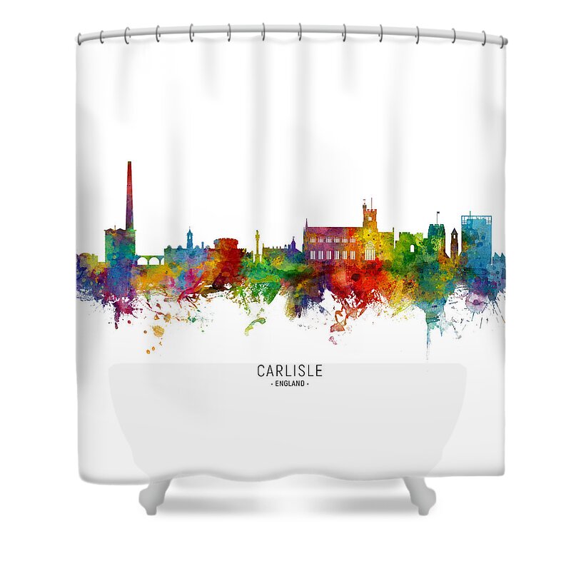 Carlisle Shower Curtain featuring the digital art Carlisle England Skyline by Michael Tompsett