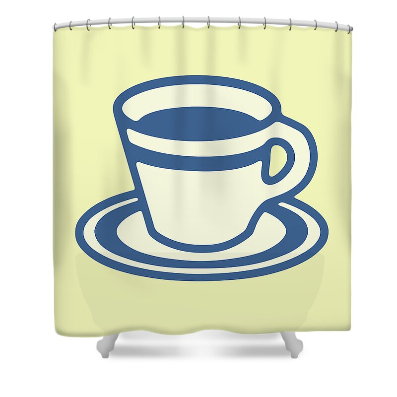 Beverage Shower Curtain featuring the drawing Coffee Cup and Saucer #4 by CSA Images