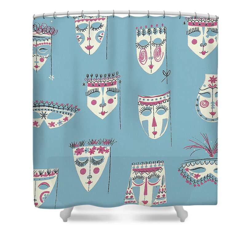 Background Shower Curtain featuring the drawing Masks #4 by CSA Images