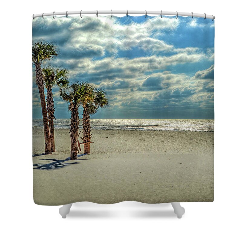 Alabama Shower Curtain featuring the photograph 4 Palms on the Beach by Michael Thomas