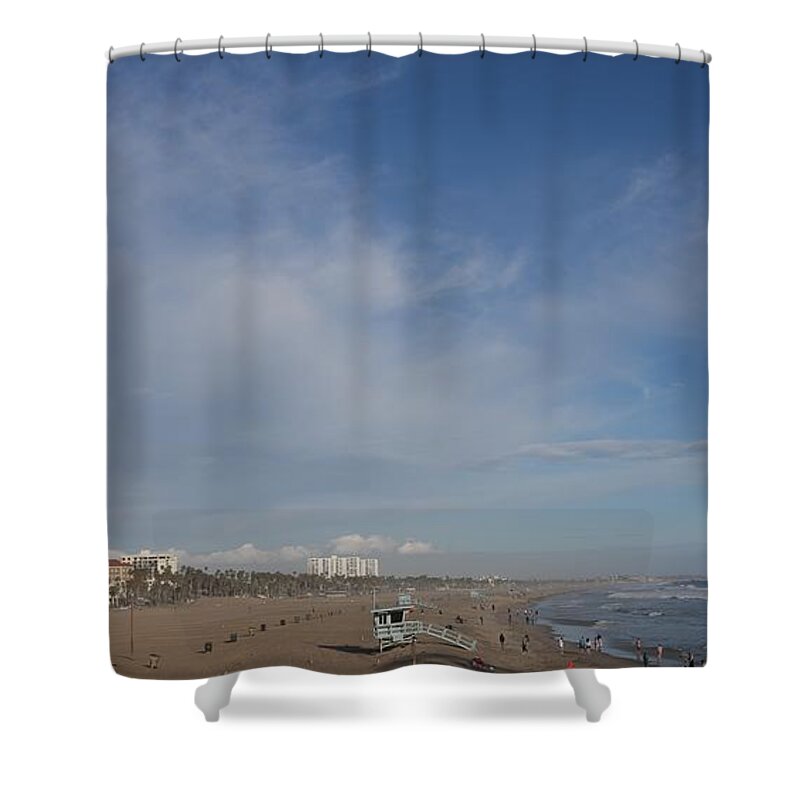 Beach Shower Curtain featuring the photograph Santa Monica Beach, Santa Monica, California #4 by John Shiron