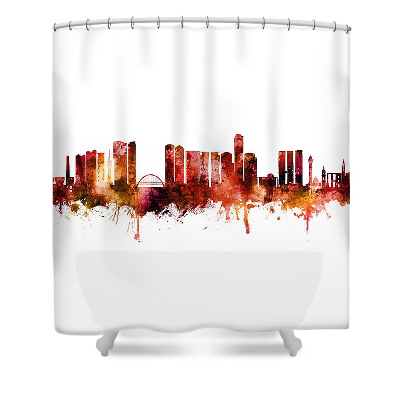 Tel Aviv Shower Curtain featuring the digital art Tel Aviv Israel Skyline #4 by Michael Tompsett
