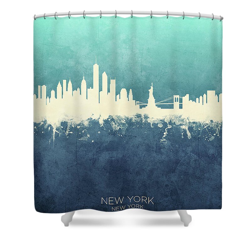New York Shower Curtain featuring the digital art New York Skyline #45 by Michael Tompsett