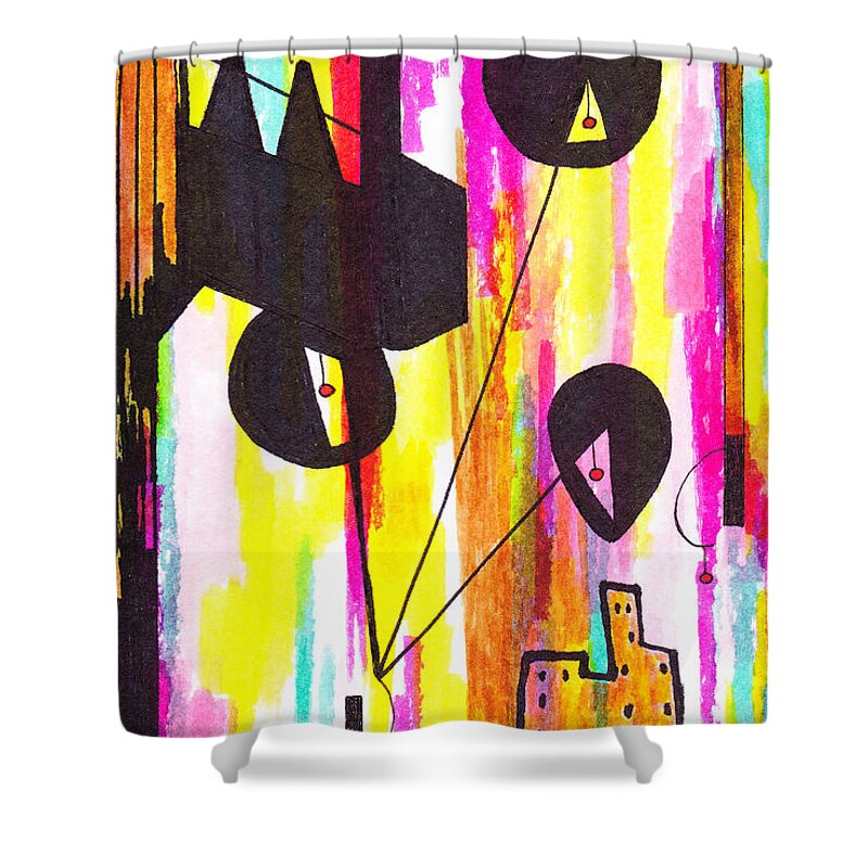 Lew Hagood Shower Curtain featuring the mixed media 46.ab.6 by Lew Hagood