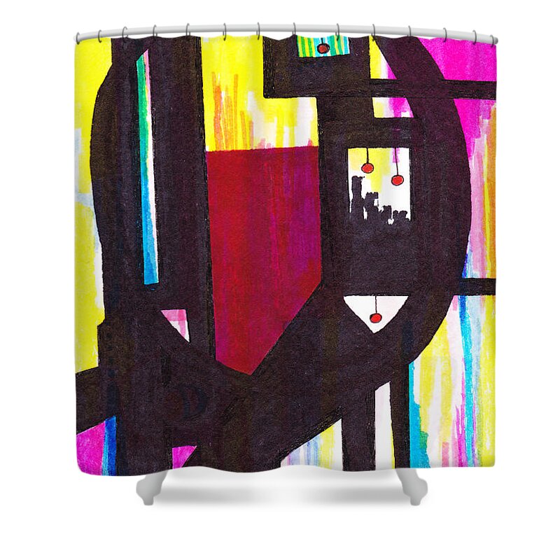 Abstract Shower Curtain featuring the mixed media 46.AB.7 Abstract by Lew Hagood