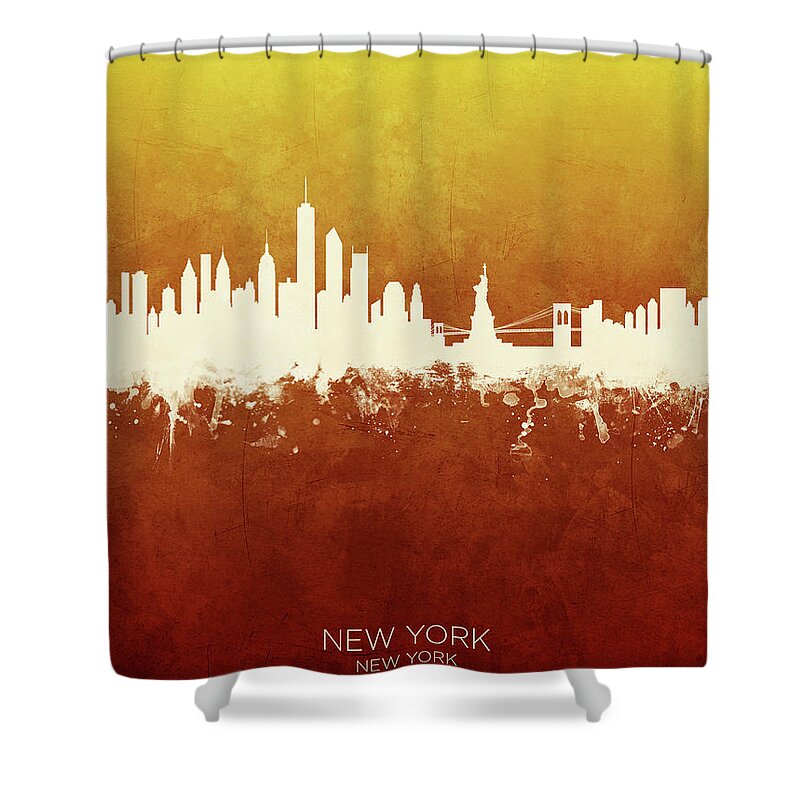 New York Shower Curtain featuring the digital art New York Skyline #48 by Michael Tompsett