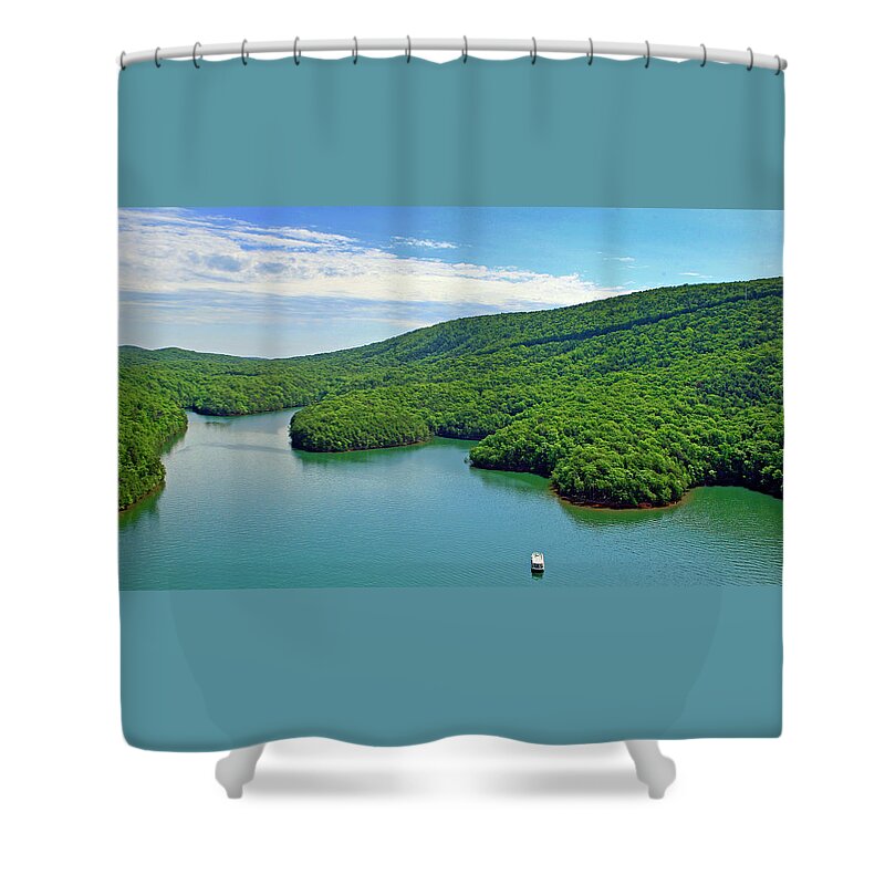 Smith Mountain Lake Shower Curtain featuring the photograph 2017 Poker Run, Smith Mountain Lake, Virginia #5 by The James Roney Collection