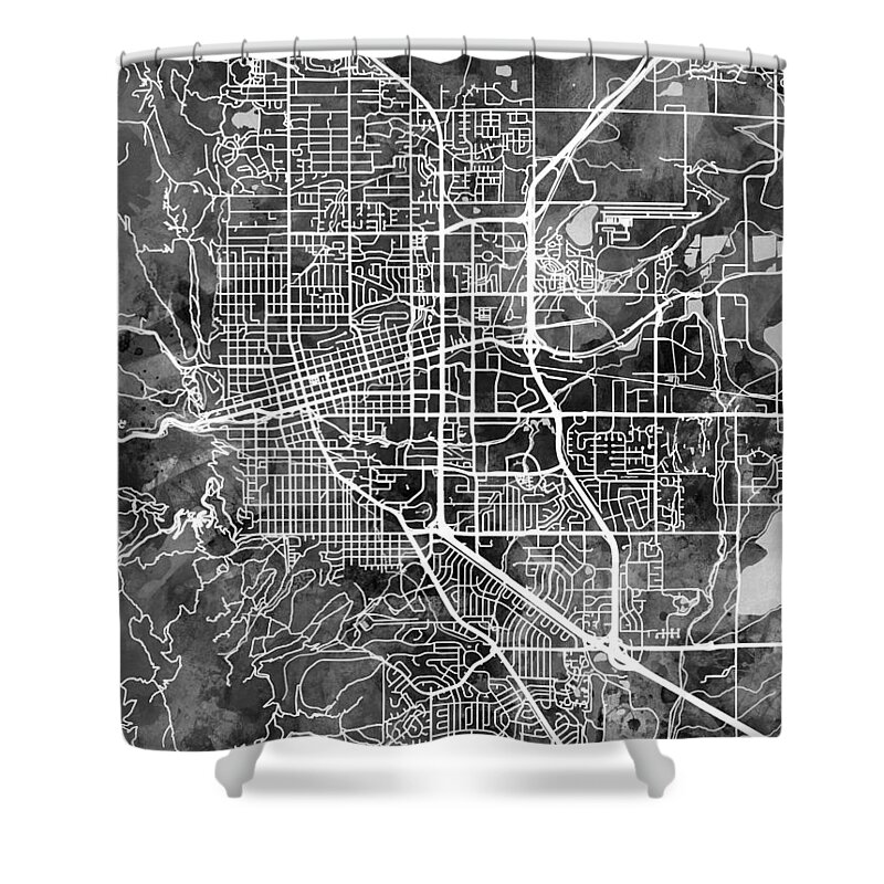 Boulder Shower Curtain featuring the digital art Boulder Colorado City Map by Michael Tompsett