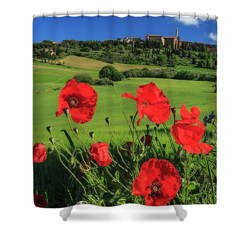 Estock Shower Curtain featuring the digital art Italy, Tuscany, Orcia Valley #5 by Maurizio Rellini