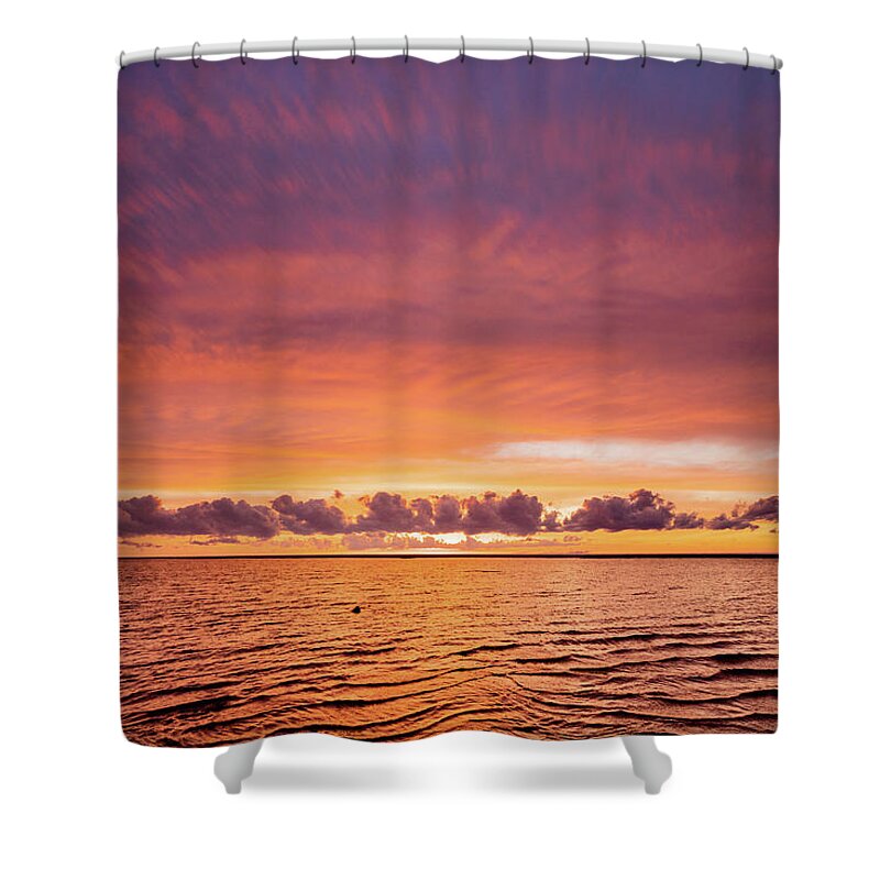 Beach Shower Curtain featuring the photograph Lake Erie Sunset #5 by Dave Niedbala