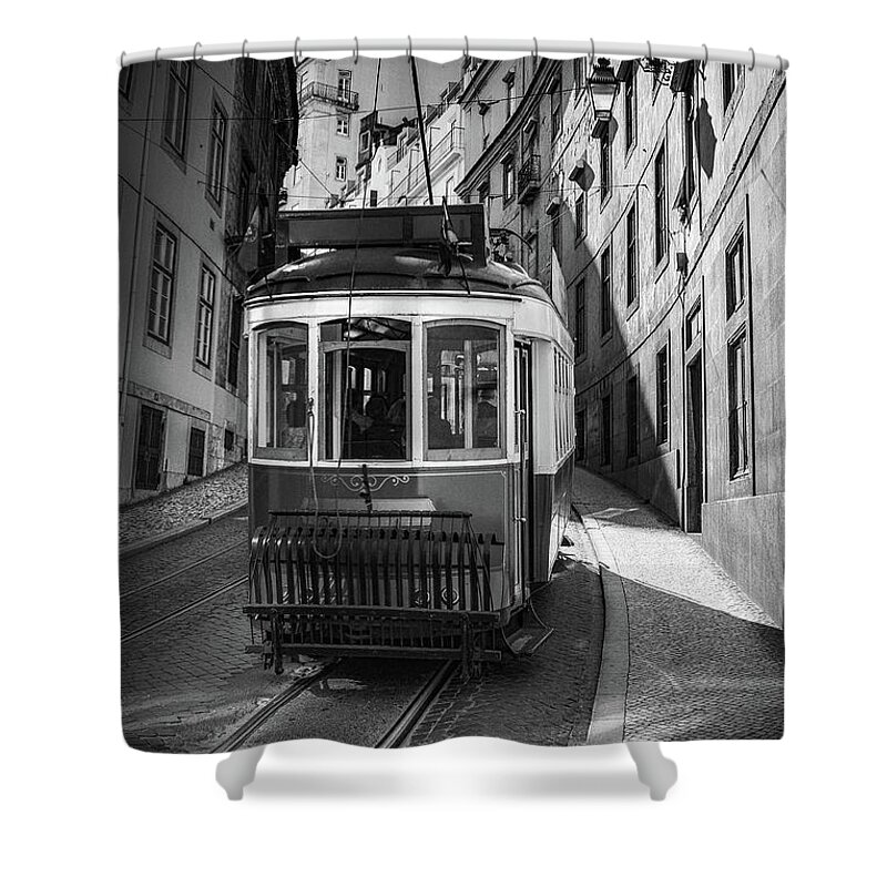 Tram Shower Curtain featuring the photograph Lisbon Tram #5 by Carlos Caetano
