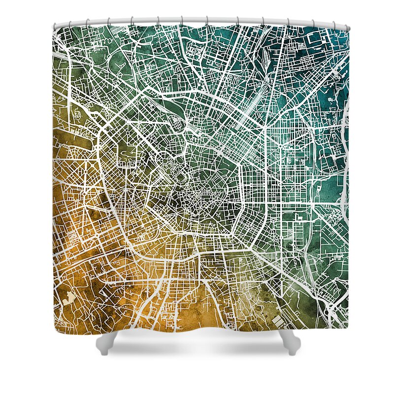 Milan Shower Curtain featuring the digital art Milan Italy City Map #5 by Michael Tompsett