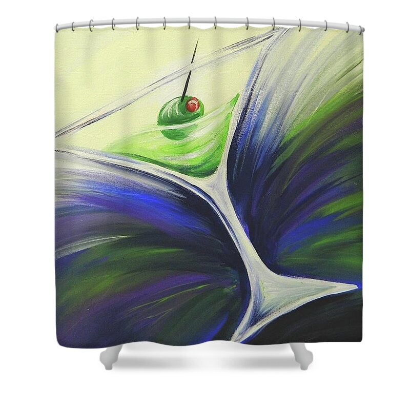 Martini Shower Curtain featuring the painting 5 O' Clock Somewhere by Karen Mesaros