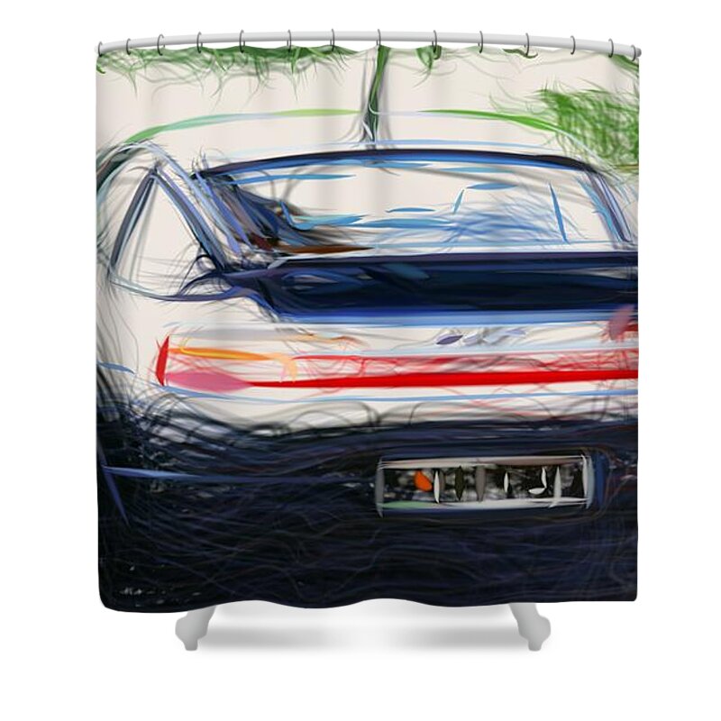 Porsche Shower Curtain featuring the digital art Porsche 928 GTS Draw #5 by CarsToon Concept