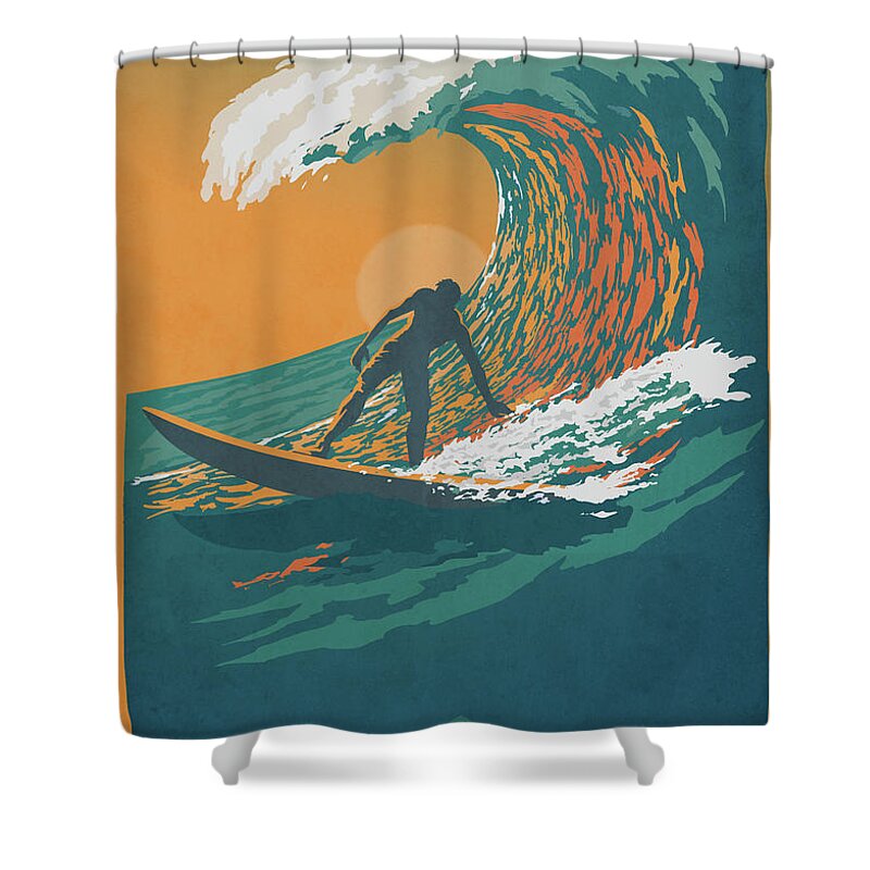 Surfer Shower Curtain featuring the digital art Ocean Life by Sassan Filsoof
