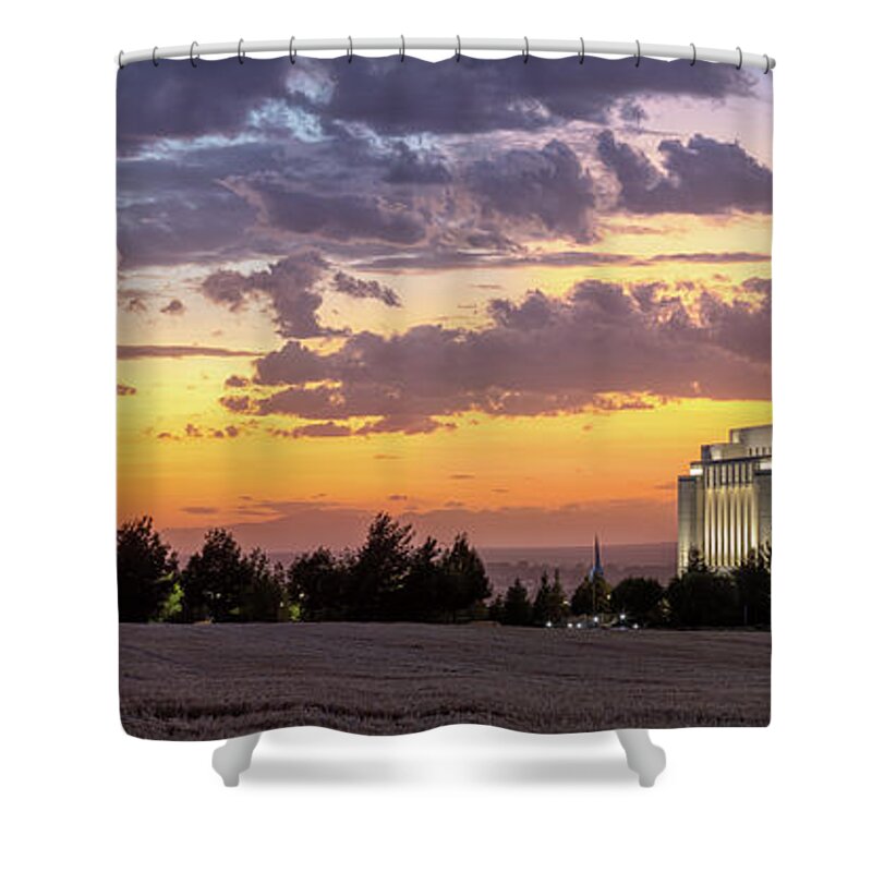 Cloudscape Shower Curtain featuring the photograph Rexburg Idaho Temple - Summer Sunset #5 by Bret Barton