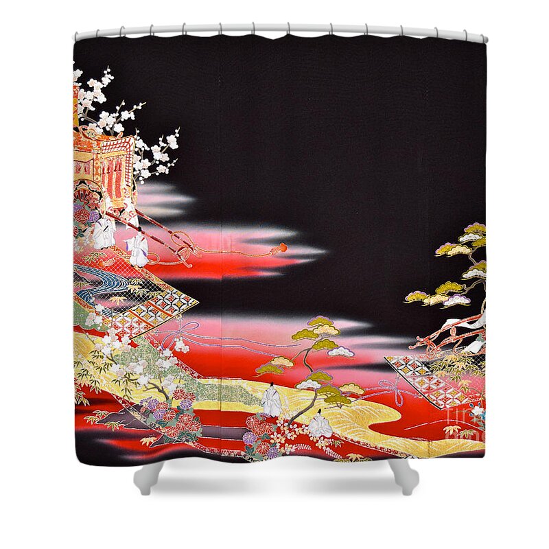  Shower Curtain featuring the tapestry - textile Spirit of Japan T81 by Miho Kanamori