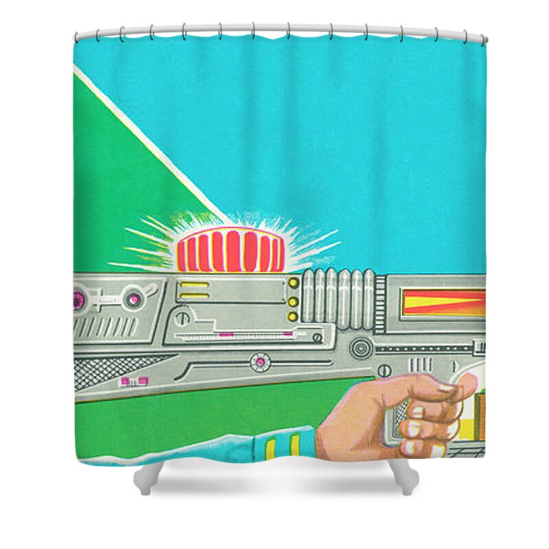Aim Shower Curtain featuring the drawing Warfare #5 by CSA Images