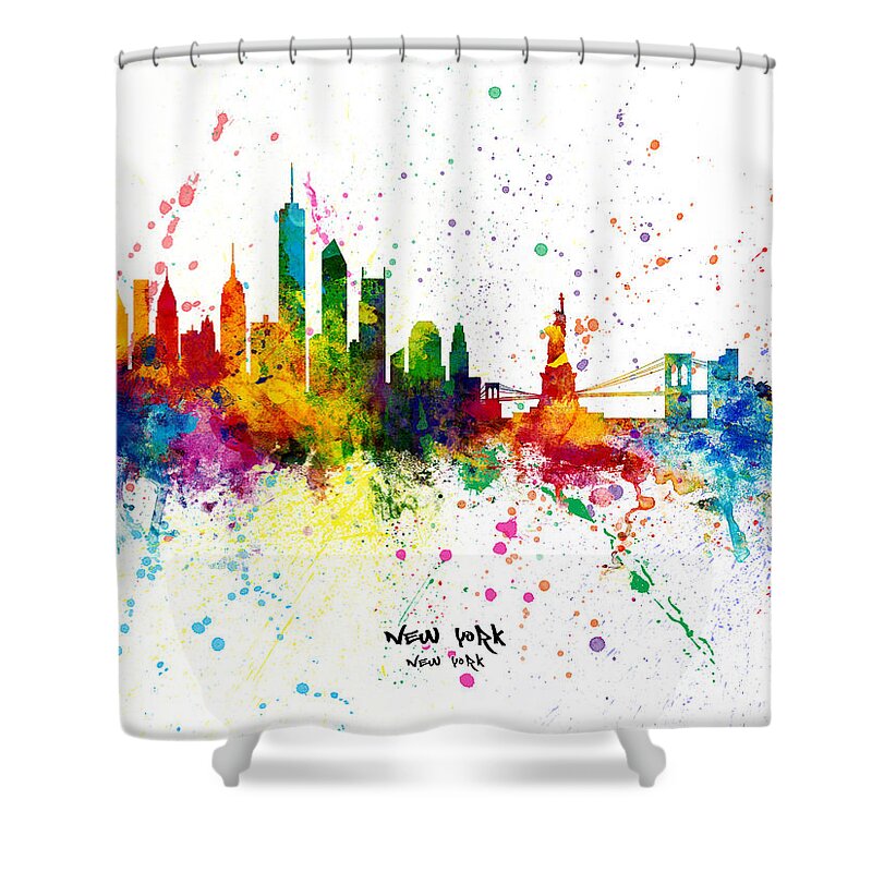 New York Shower Curtain featuring the digital art New York Skyline by Michael Tompsett