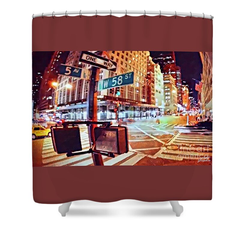 New York City Shower Curtain featuring the digital art 5th Avenue NYC by CAC Graphics
