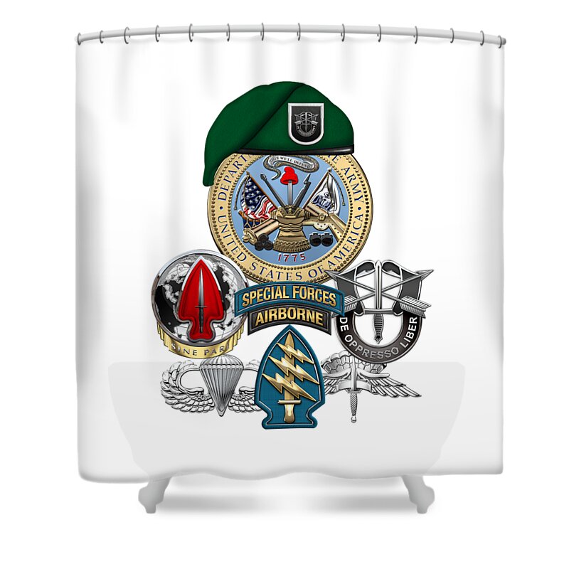 ‘u.s. Army Special Forces’ Collection By Serge Averbukh Shower Curtain featuring the digital art 5th Special Forces Group - Green Berets Special Edition by Serge Averbukh