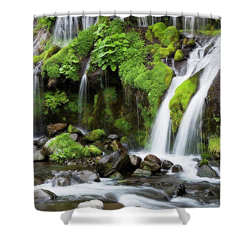 Scenics Shower Curtain featuring the photograph Cascading Water #6 by Ooyoo