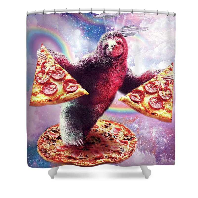 Details about   Funny Space Sloth With Pizza Shower Curtains 