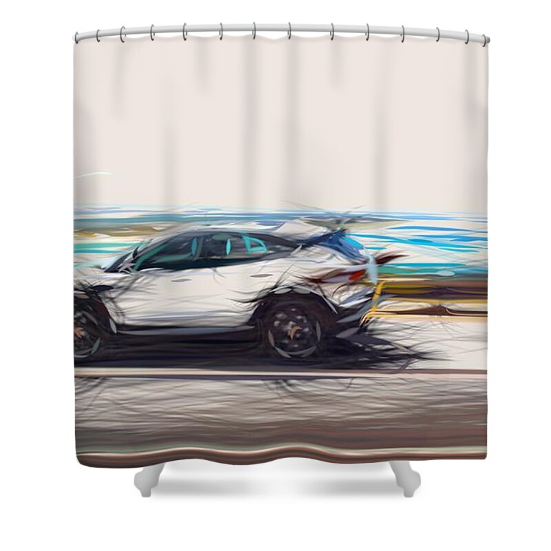 Jaguar Shower Curtain featuring the digital art Jaguar E PACE Drawing #7 by CarsToon Concept