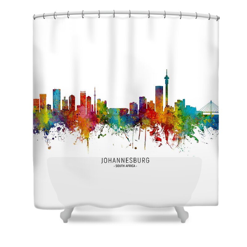 Johannesburg Shower Curtain featuring the digital art Johannesburg South Africa Skyline by Michael Tompsett