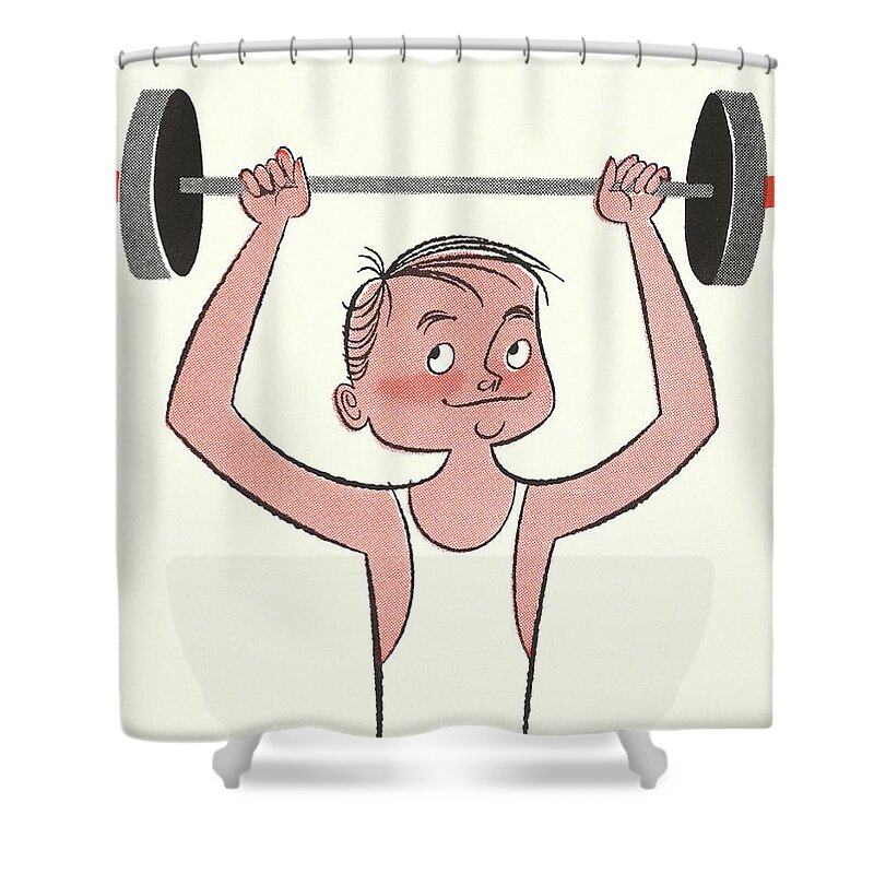 Adolescence Shower Curtain featuring the drawing Man Lifting Weights #6 by CSA Images