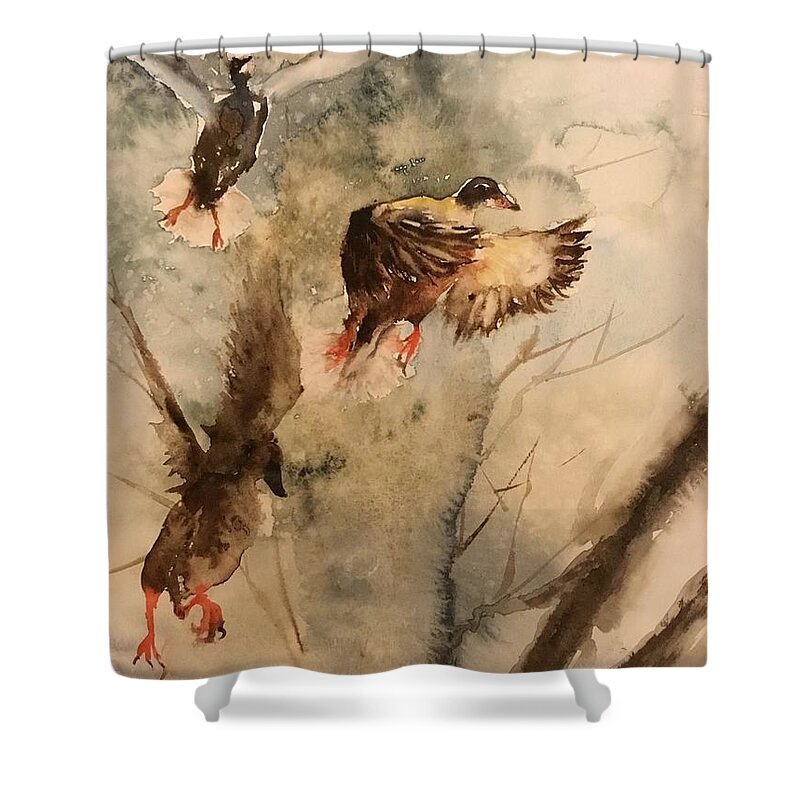#65 2019 Shower Curtain featuring the painting #65 2019 by Han in Huang wong