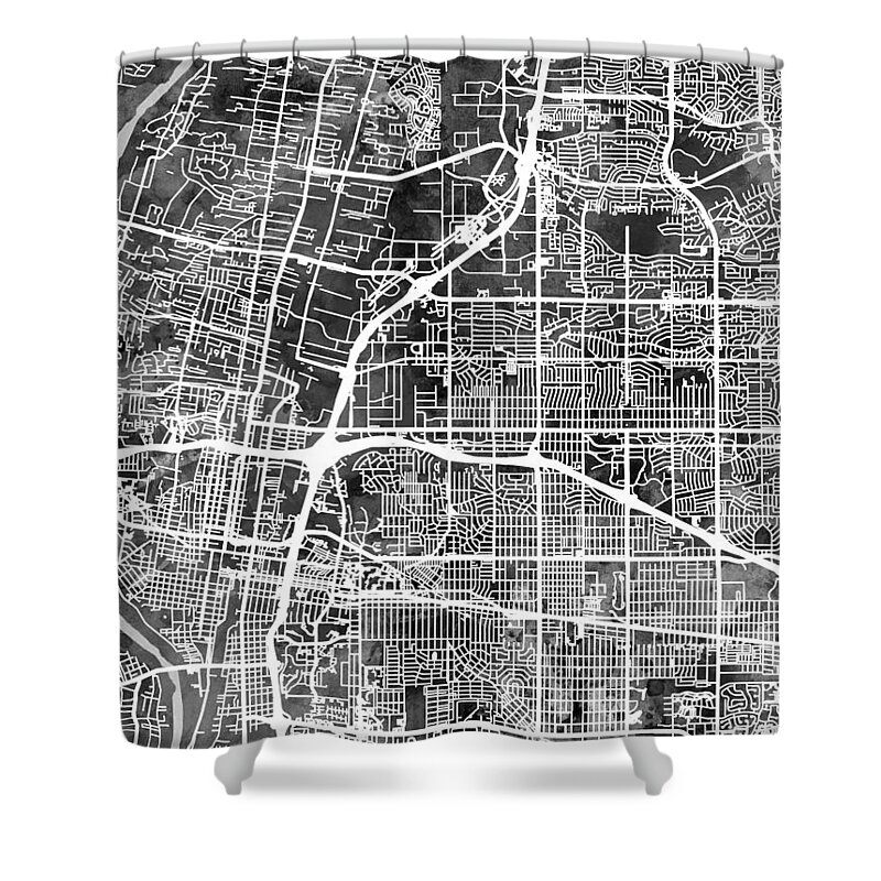 Albuquerque Shower Curtain featuring the digital art Albuquerque New Mexico City Street Map by Michael Tompsett